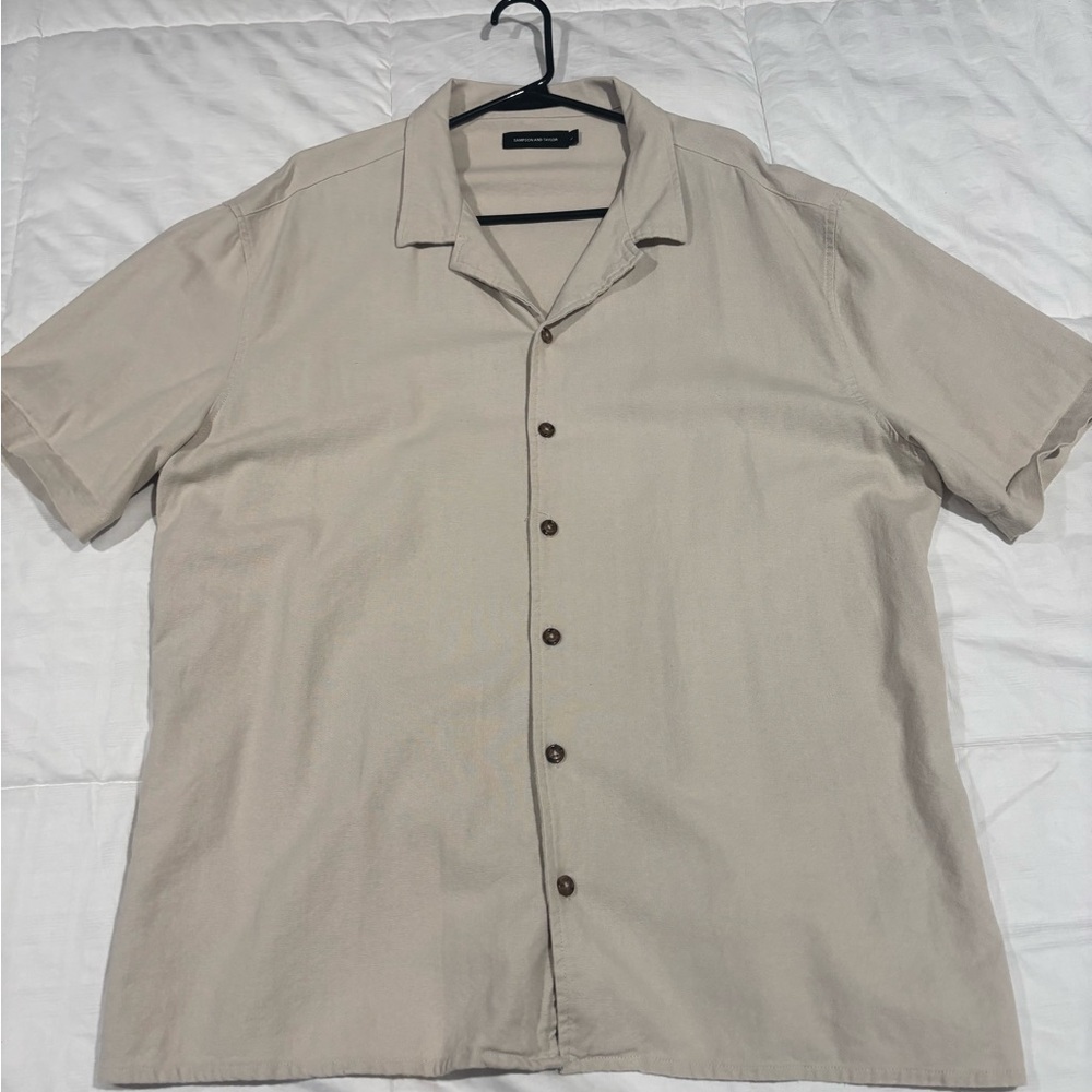Tan Button Down Shirt Camp Collar